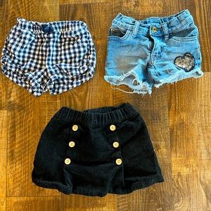 2T girl bottoms bundle. 2 shorts, 1 skirt